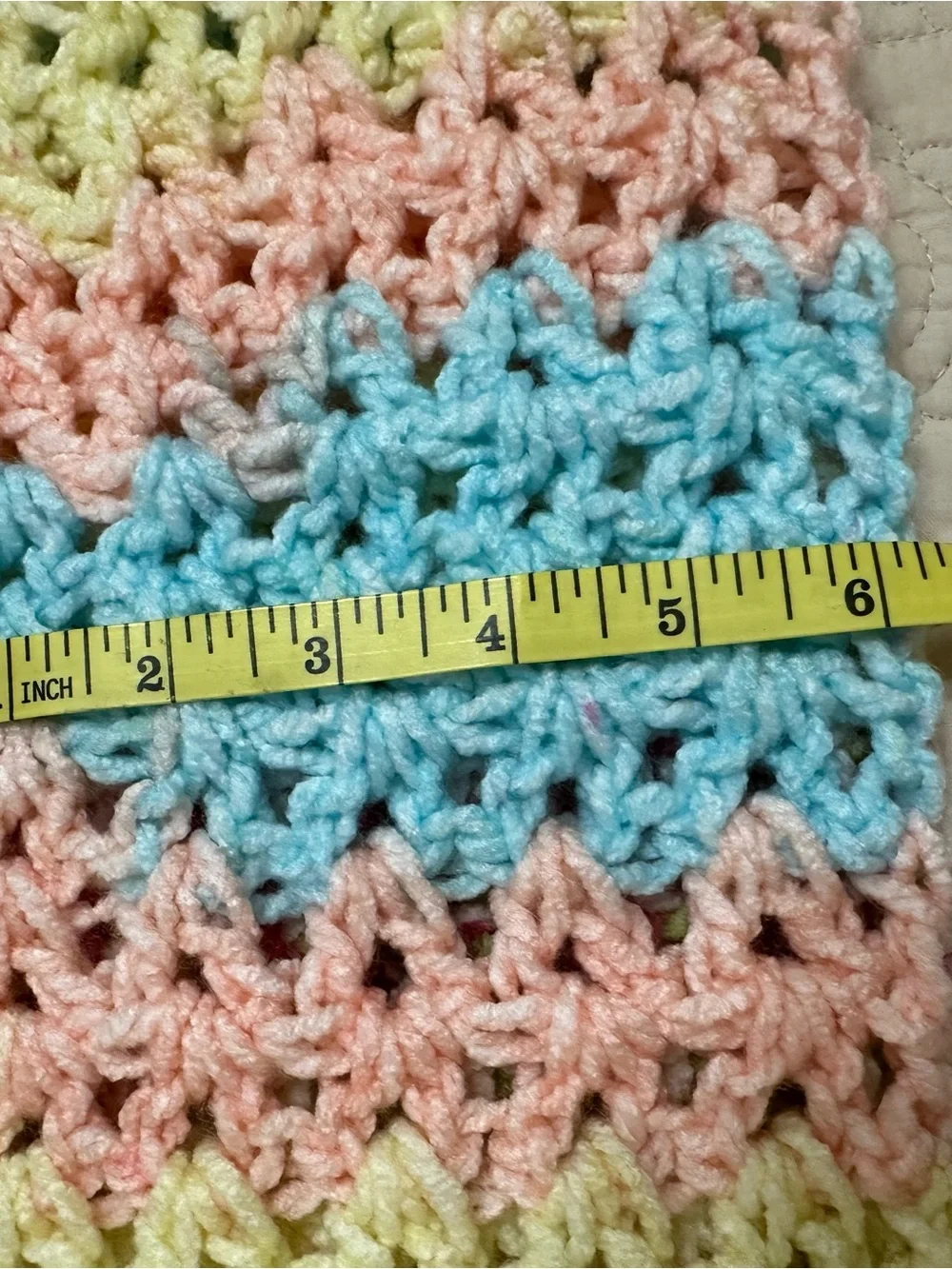 Handmade Pastel Crochet Scarf Multicolor (Blue, Pink, and Yellow)